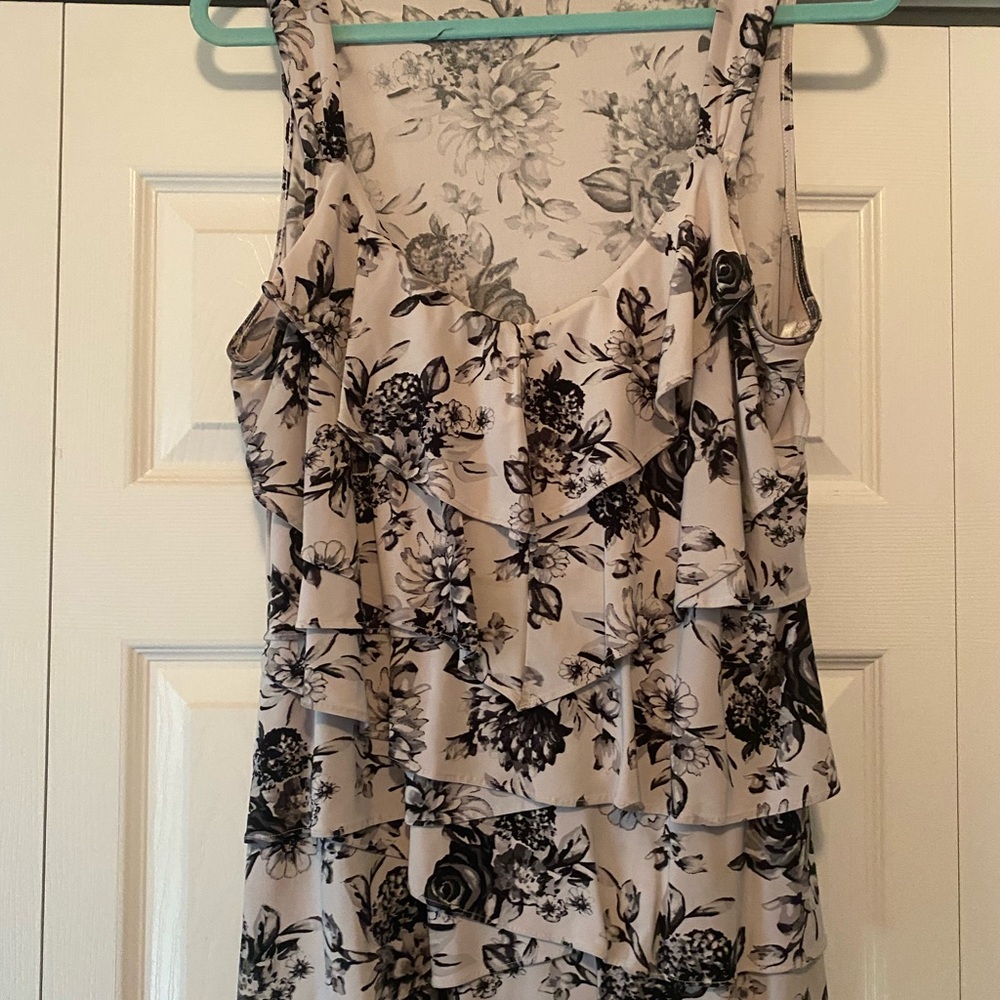 White House Black Market Floral Layered Tank Top - Black and Grey